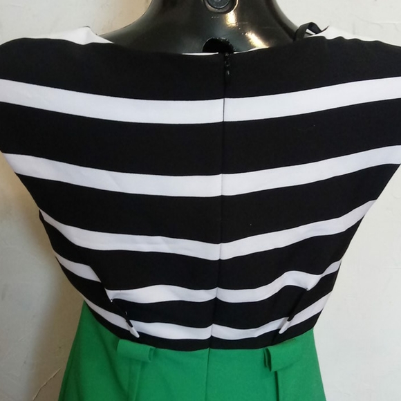Maglia Dress Sz 6 black White Stripe Green - Picture 4 of 5